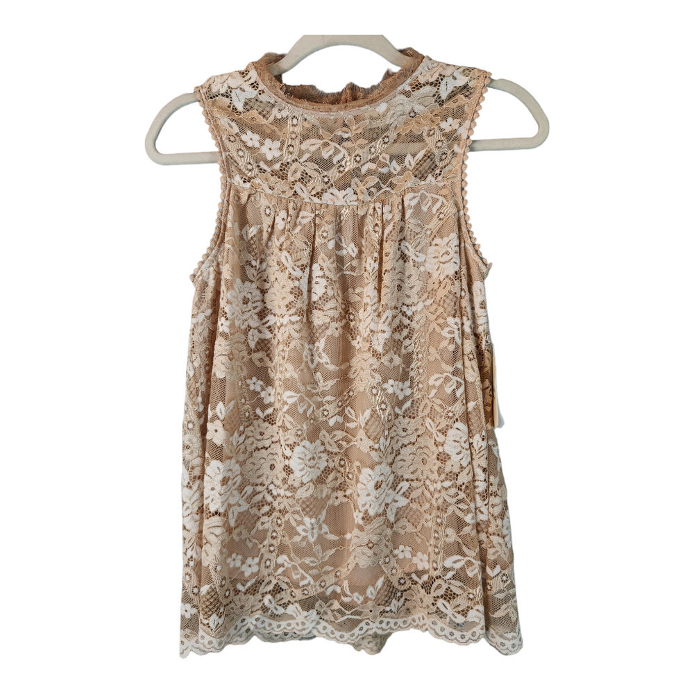 Altar'd State NWT Sz small full lace sleeveless blouse Cotton blend keyhole back